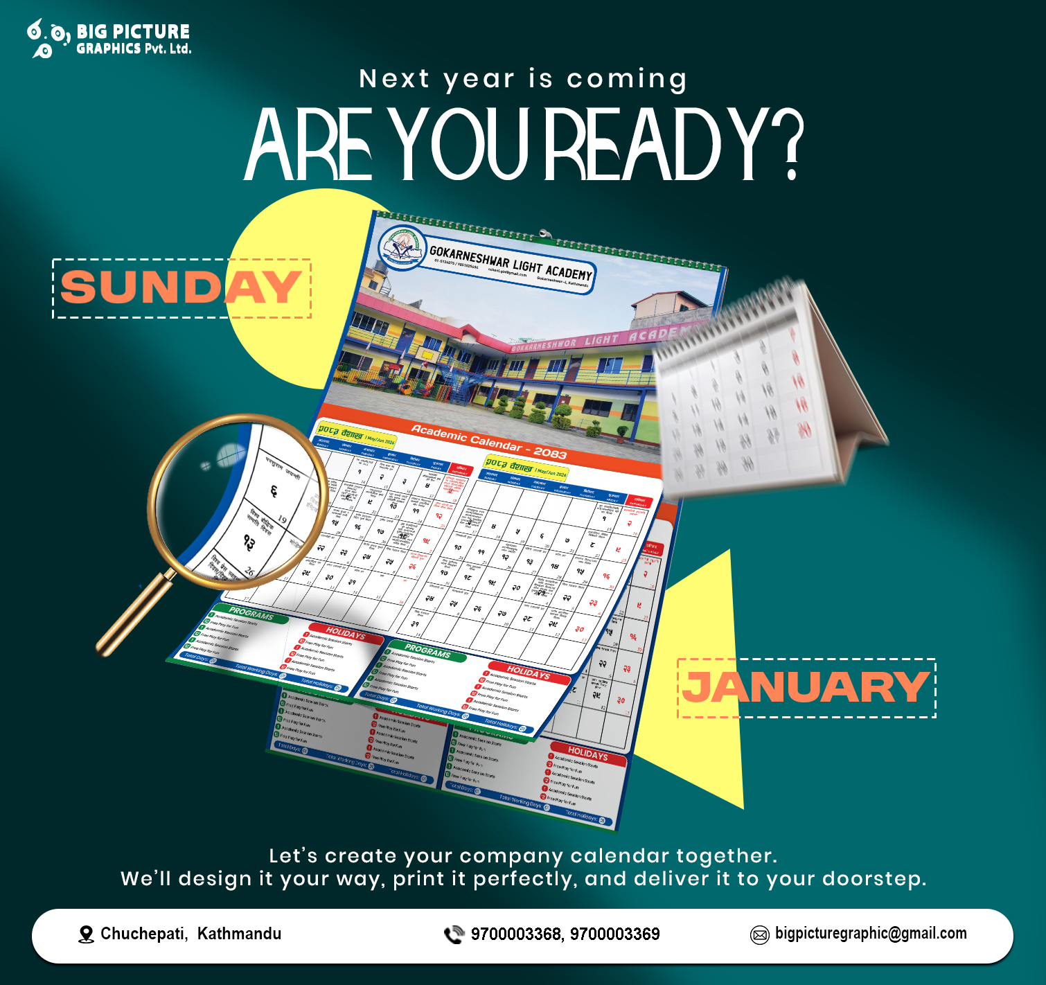 Promotional School Calendar — Gokarneshwor Light Academy